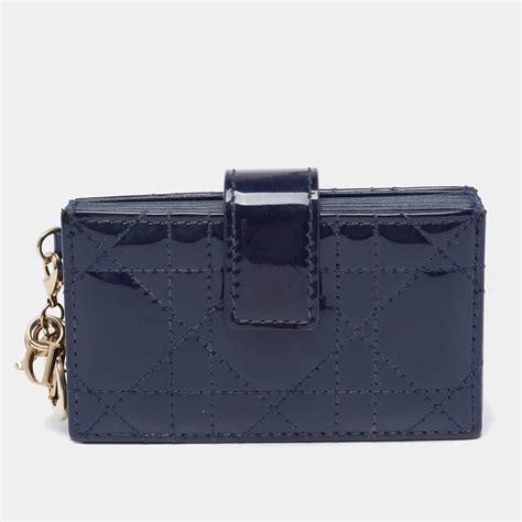 dior 5 gusset card holder|DIOR Blue Cannage Patent Leather 5 Gusset Card Holder.